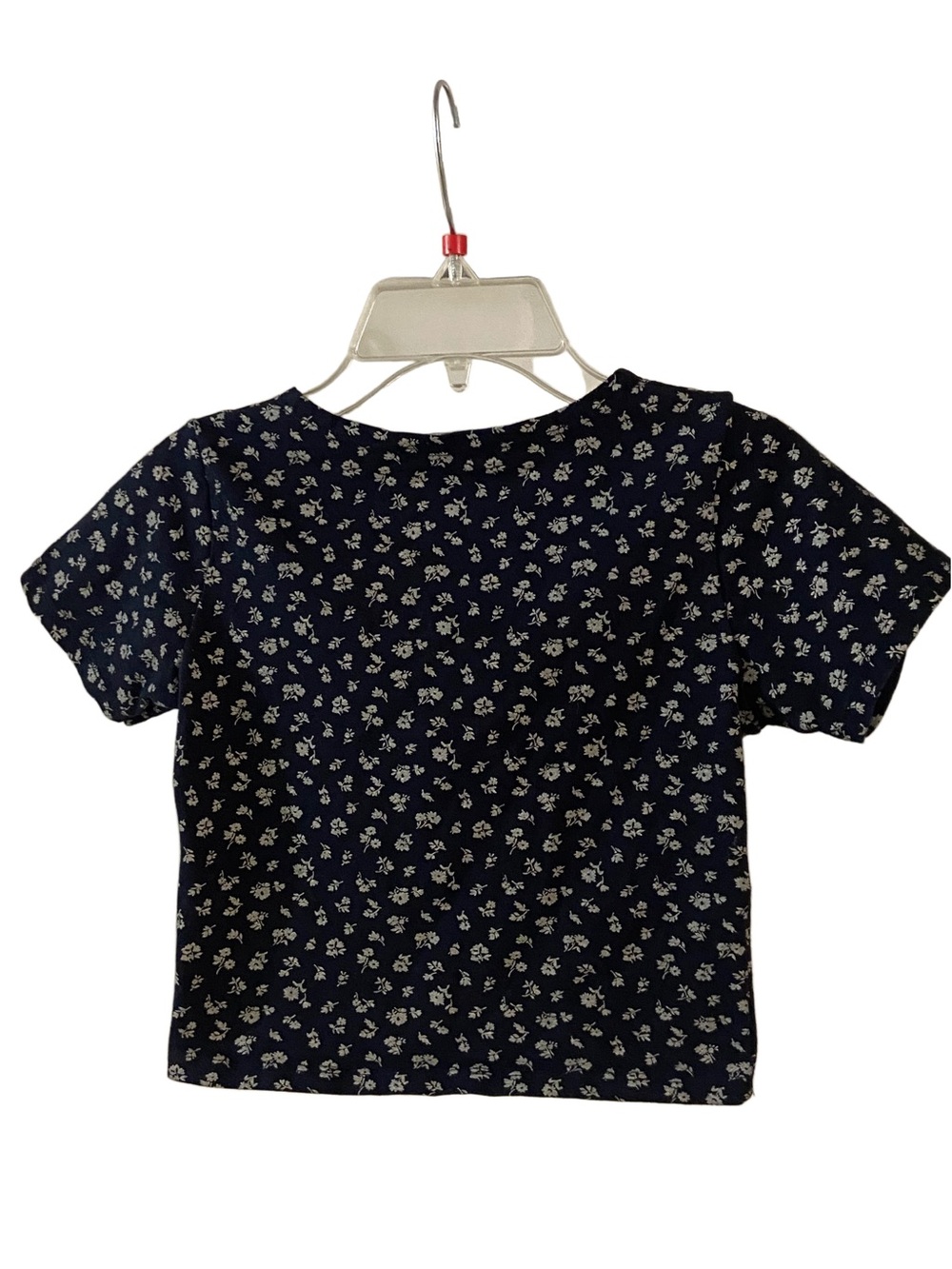 Brandy Melville Navy Floral V-Neck Cropped Top - Picture 4 of 6